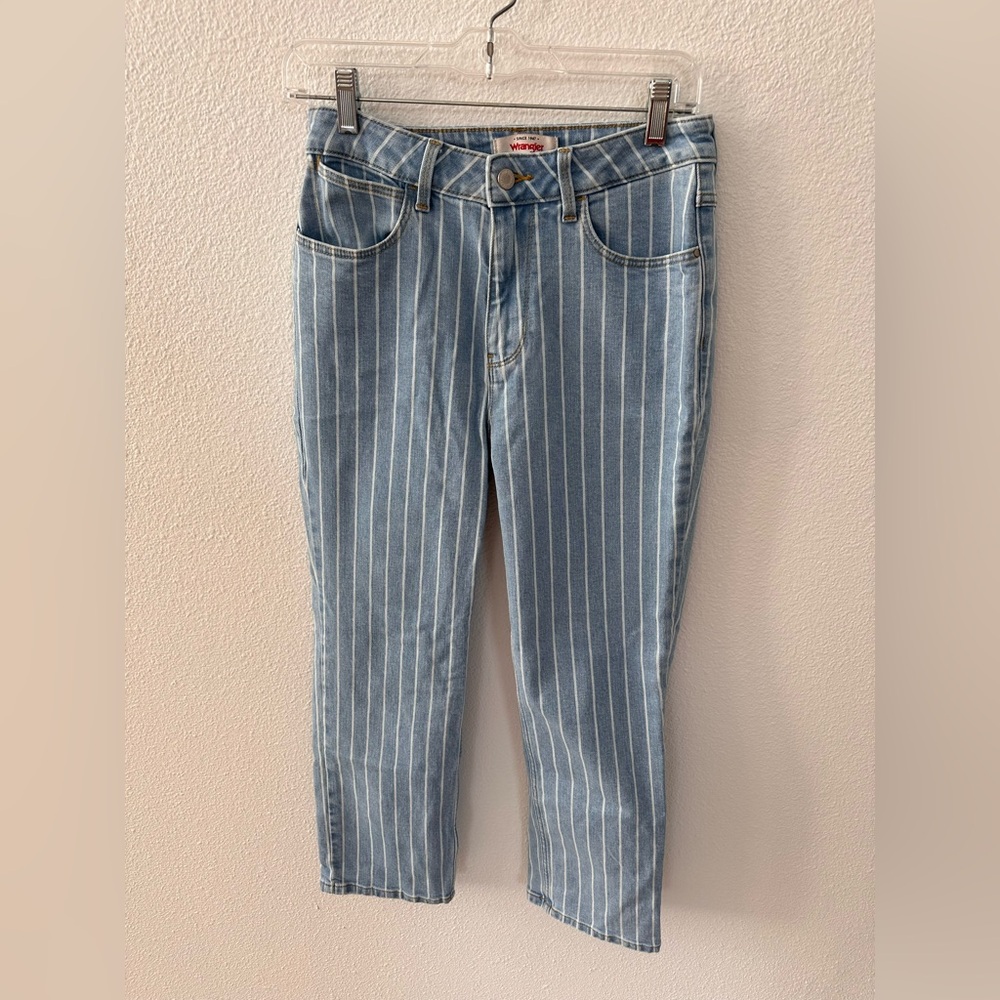 Wrangler High Rise Rodeo Straight Crop Striped Jeans Size 6 - Picture 4 of 9